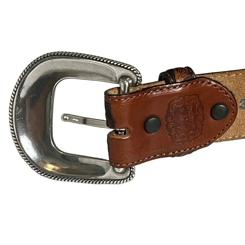 Tony Lama C41693 Brown /Black Western Cowboy Leather Belt Men's 36